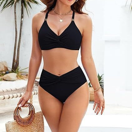Damen Hochgeschnittenes Bikini-Set mit Twist-Detail Echo Archiv