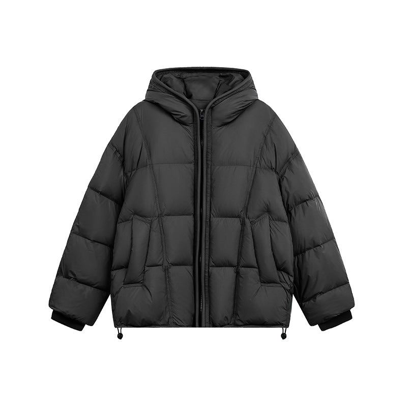 Damen Kurze Wattierte Kapuzenjacke mit Kordelzug und Reißverschluss Echoarchiv