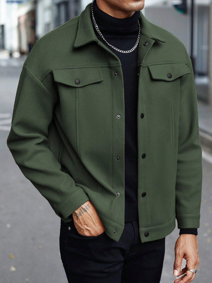 Herren nan Hemdjacke aus Wollmischung mit Druckknöpfen und Pattentaschen Echo Archiv