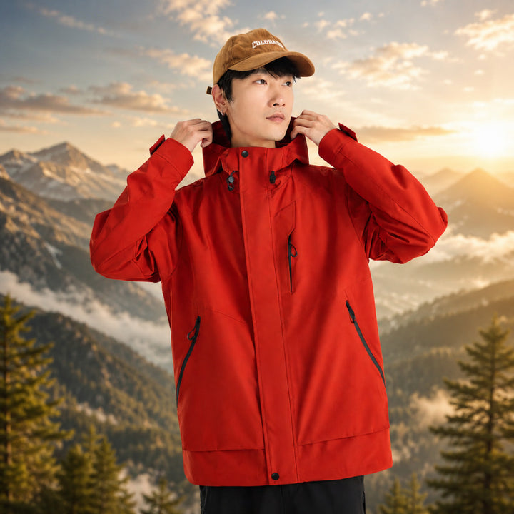 Herren Leichte atmungsaktive zweilagige Regen‑Softshelljacke mit verstellbarer Kapuze und Brusttasche Echoarchiv