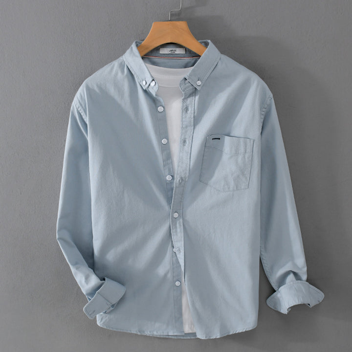 Herren klassisches Button-Down Oxfordhemd aus Baumwolle mit Kentkragen lockerer Schnitt und Brusttasche Echoarchiv