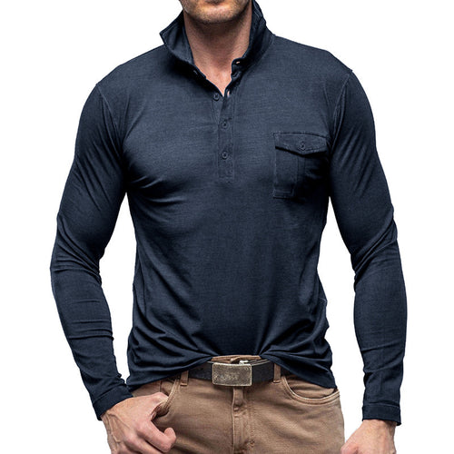 Herren Langarm Poloshirt mit modernem Stehkragen Echoarchiv
