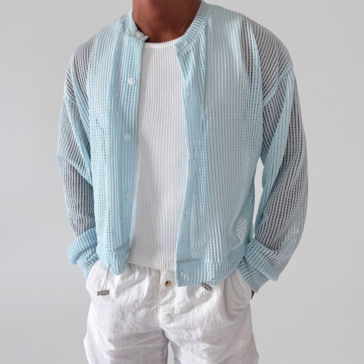 Herren Modischer Strickpullover mit Knopfleiste Echoarchiv