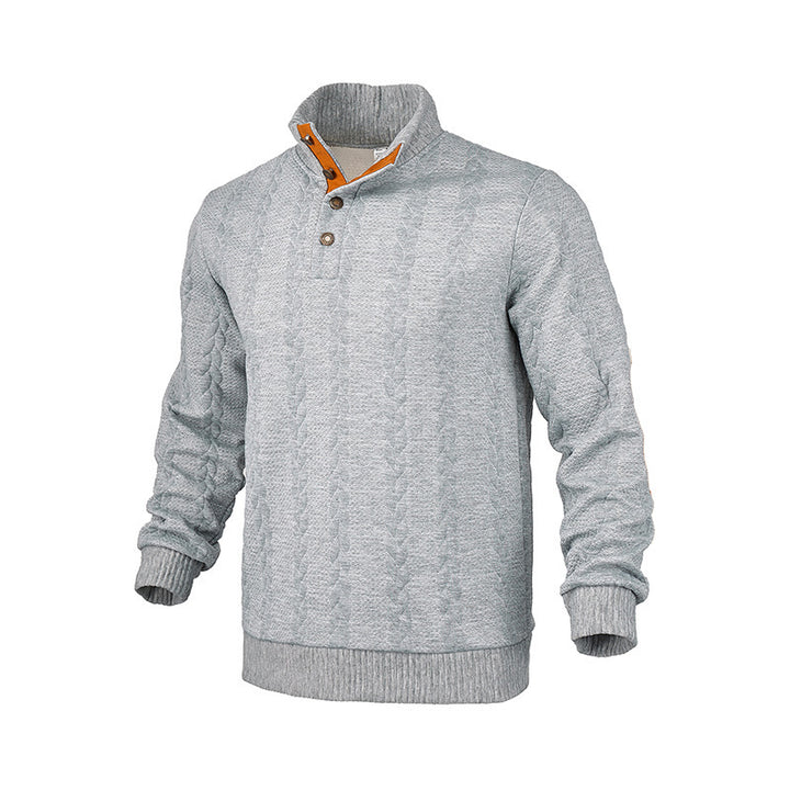 Herren Strickpullover mit strukturiertem Kabelmuster und kurzen Knopfdetails Echoarchiv