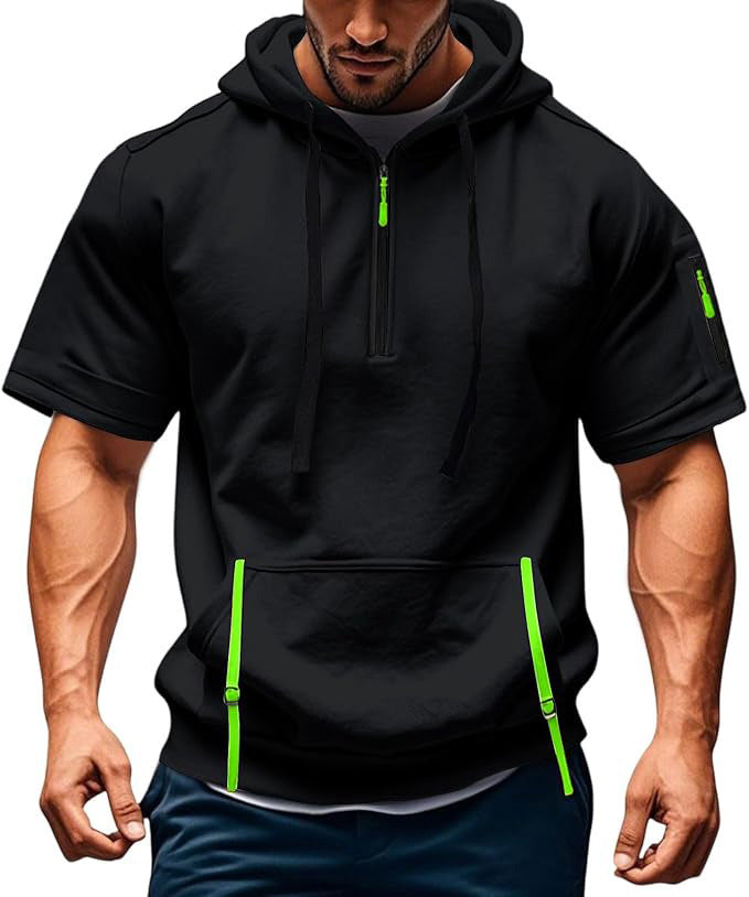 Herren Kurzarm-Hoodie mit praktischem Reißverschluss Echoarchiv