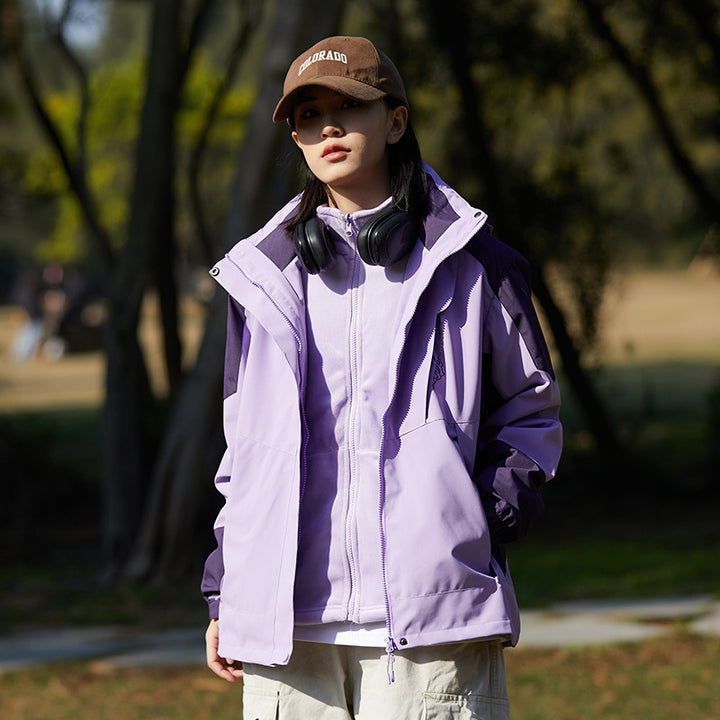 Damen zweilagige Softshell‑Outdoorjacke mit abnehmbarem Fleece‑Innenlayer und Kapuze Echoarchiv