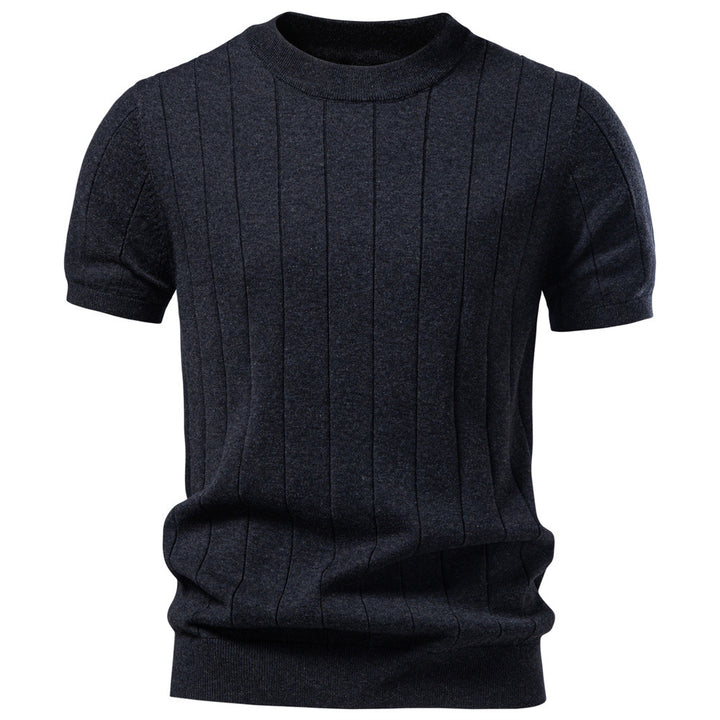 Herren nan leichter Kurzarm-Strickpullover mit feiner Rippenstruktur und Rundhalsausschnitt Echo Archiv