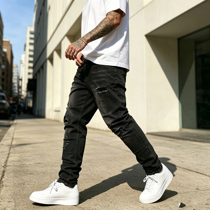 Herren Zerrissene Slim-Fit Jeans Echoarchiv