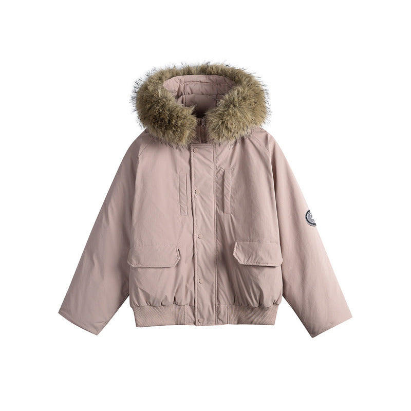 Damen Kurz-Bomberjacke mit Thermowattierung, Kapuze mit abnehmbarem Kunstfell und Utility-Taschen Echo Archiv