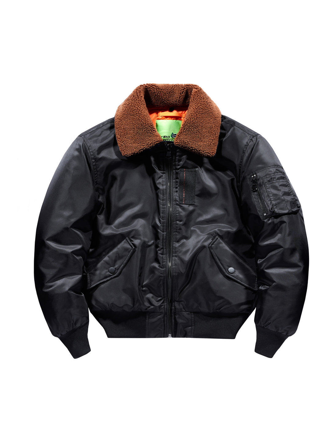 Herren kurz geschnittene Pilotenjacke im Vintage‑Fliegerstil mit Teddykragen und isolierender Thermofütterung – Brevano