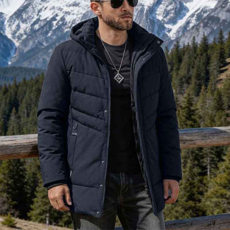 Herren Praktische Winterjacke mit Kapuze und edlen Steppdetails Echo Archiv