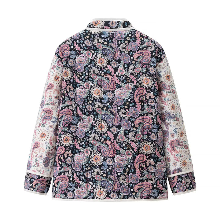 Damen nan gesteppte Patchwork-Steppjacke im Paisley‑Print mit Kontrastpaspeln und großen Klappentaschen Echo Archiv