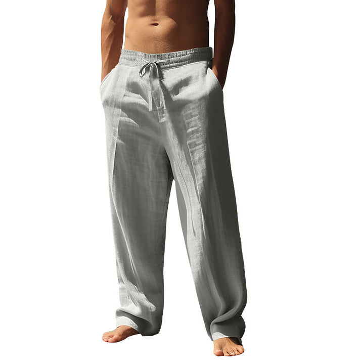 Herren lässige Leinen-Hose mit elastischem Bund Echoarchiv