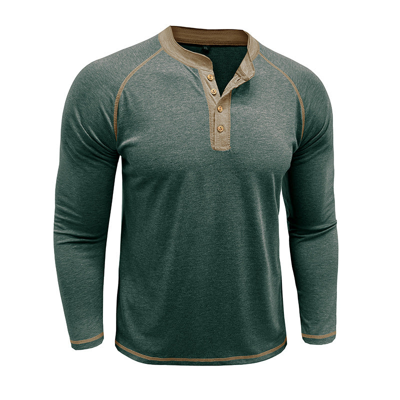 Herren Langarmshirt mit Ringeln und Knopfleiste Echoarchiv