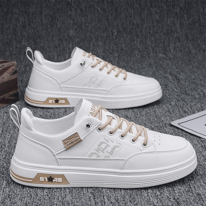 Herren minimalistische Kunstleder-Sneaker mit belüfteter Zehenperforation und gepolsterter Fersenschlaufe – Norré