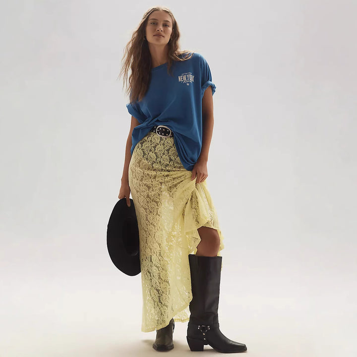 Damen lässiges T-Shirt mit coolem Druck und oversized Schnitt Echo Archiv