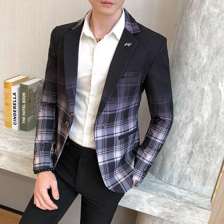 Herren eleganter Karo-Blazer mit modernem Schnitt und feinen Details Echoarchiv