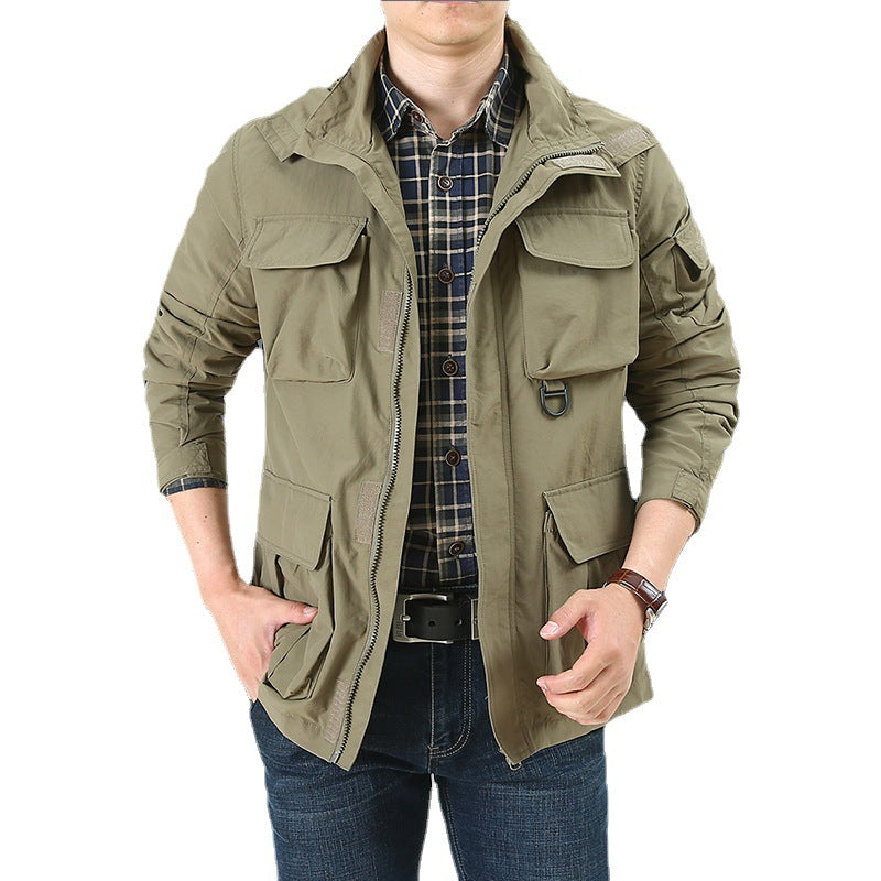 Herren nan multifunktionale Utility-Fieldjacke mit zahlreichen Klapp- und Reißverschlusstaschen sowie D-Ring Echo Archiv