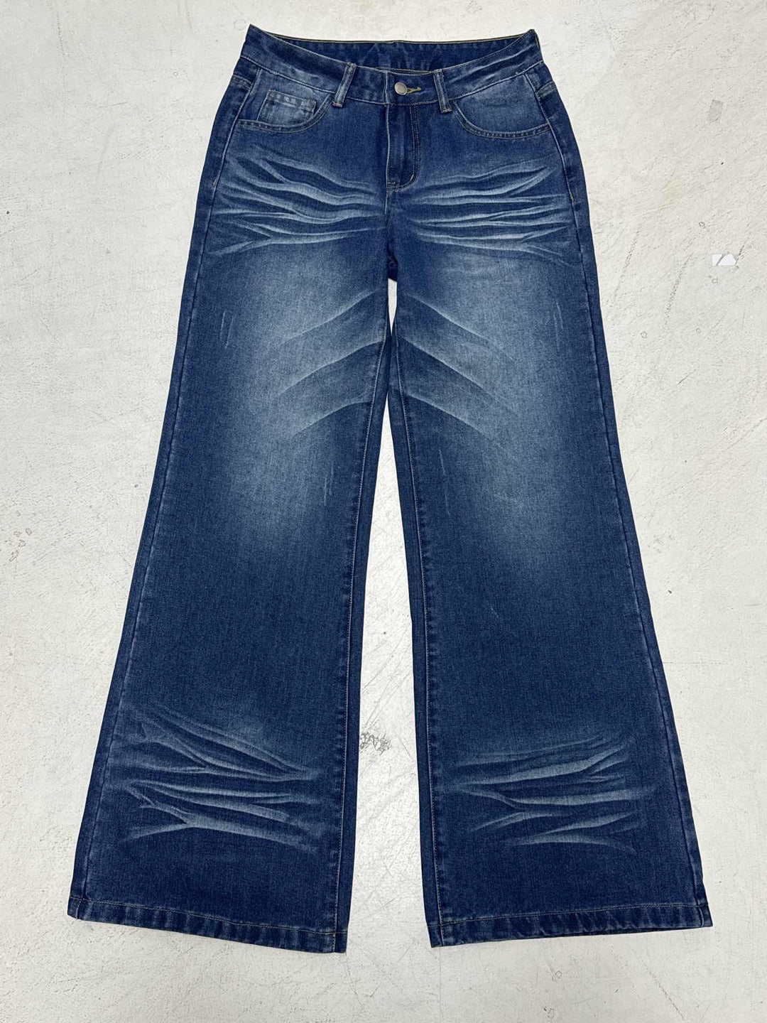 Damen Weite High‑Waist Denim-Jeans mit Used‑Effekt und geradem Bein Echo Archiv