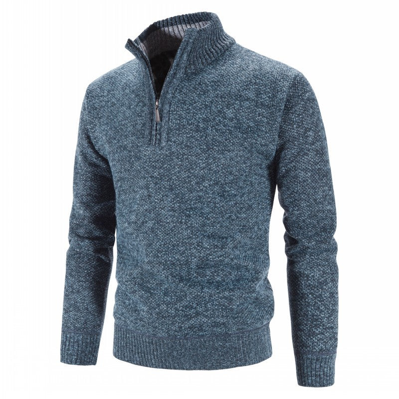 Herren modischer Strickpullover mit halbem Reißverschluss und strukturiertem Design Echoarchiv
