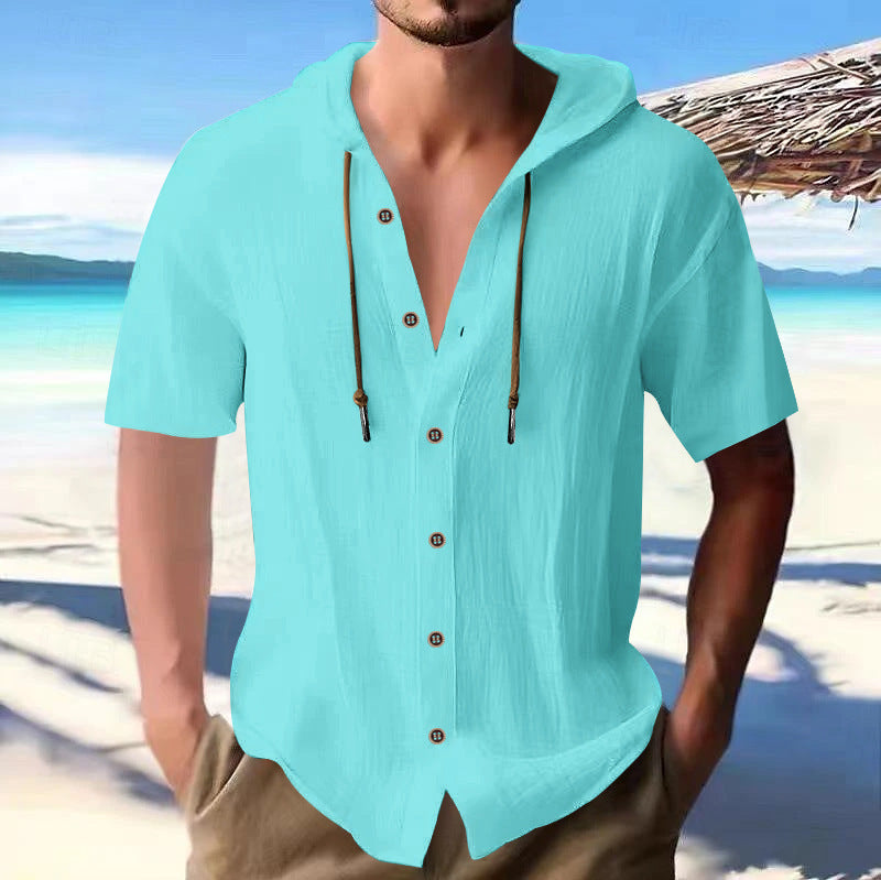 Herren lässiges Kapuzenshirt mit Knopfleiste und atmungsaktiver Stoffqualität Echoarchiv