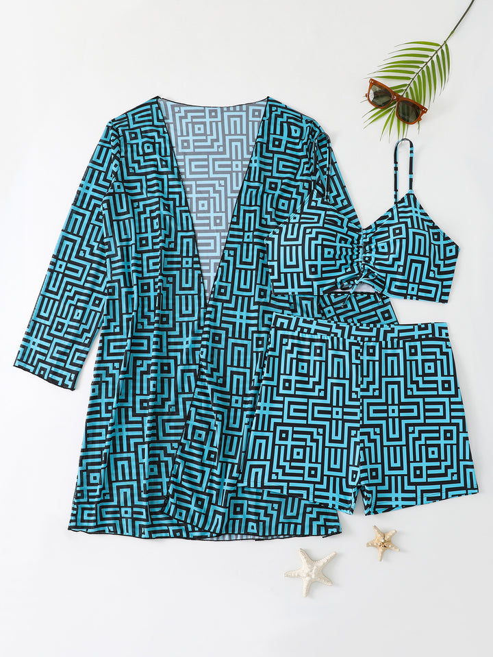 Damen Bademode-Set mit stylischem Kimono und Shorts Echo Archiv