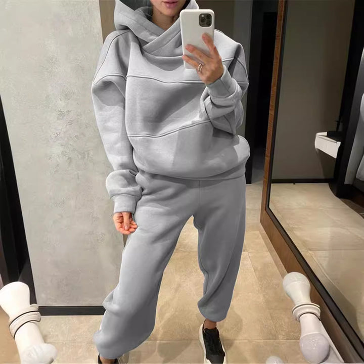 Damen Oversized Loungewear-Set aus schwerem French-Terry mit strukturierter Kapuze und Relax-Jogginghose – Auréline