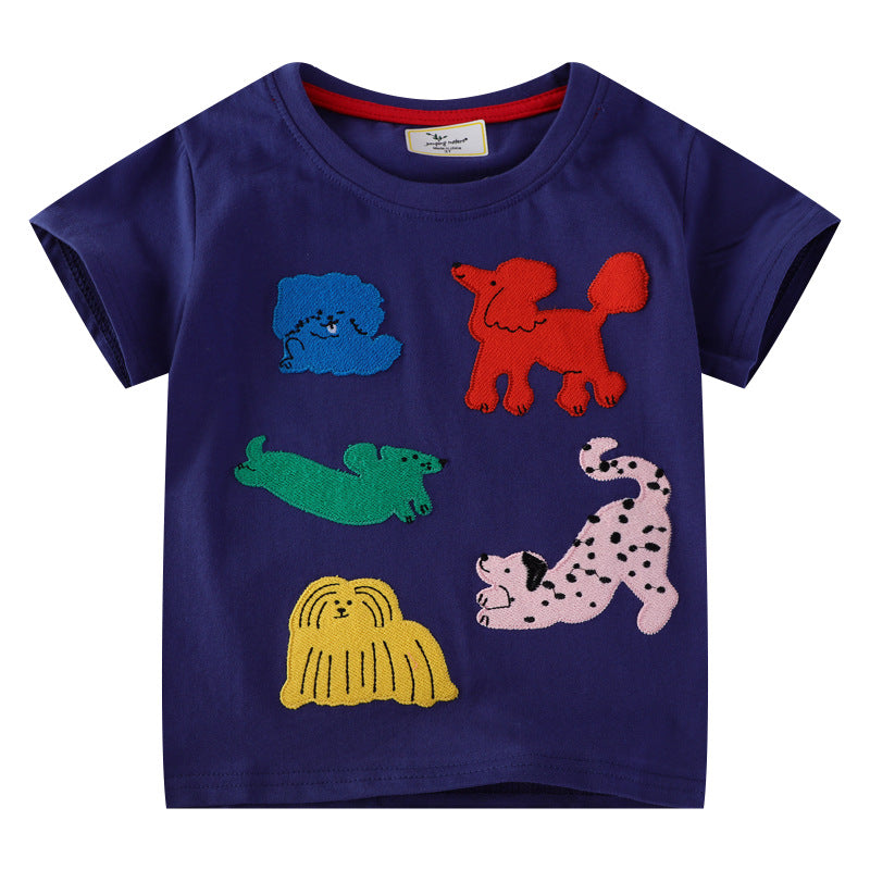 Jungen Kurzarm-T-Shirt mit buntem Tierapplikationsdesign Echo Archiv