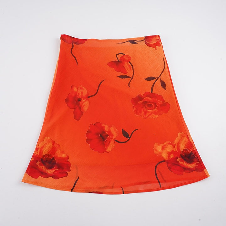 Damen schwingender Sommerrock mit floralen Mustern und leichtem Stoff Echo Archiv