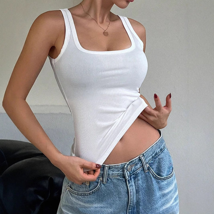 Damen Tanktop mit modernem Quadrat-Ausschnitt und fein geripptem Material Echo Archiv
