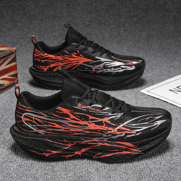 Unisex leichte Performance-Laufschuhe mit gestricktem Obermaterial, reaktiver Hohlkern-Zwischensohle und dynamischem Grafikprint – Tavélo