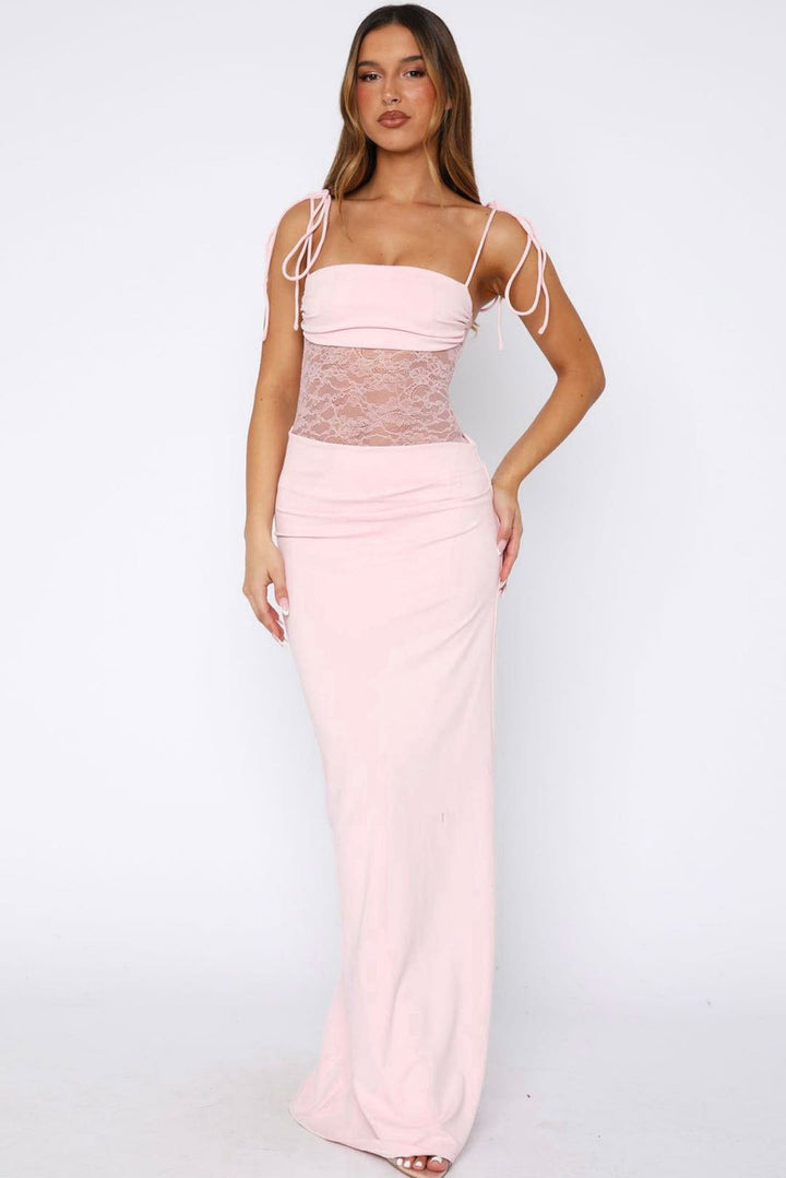 Damen Maxikleid mit transparentem Oberteil und eleganten Details Echo Archiv