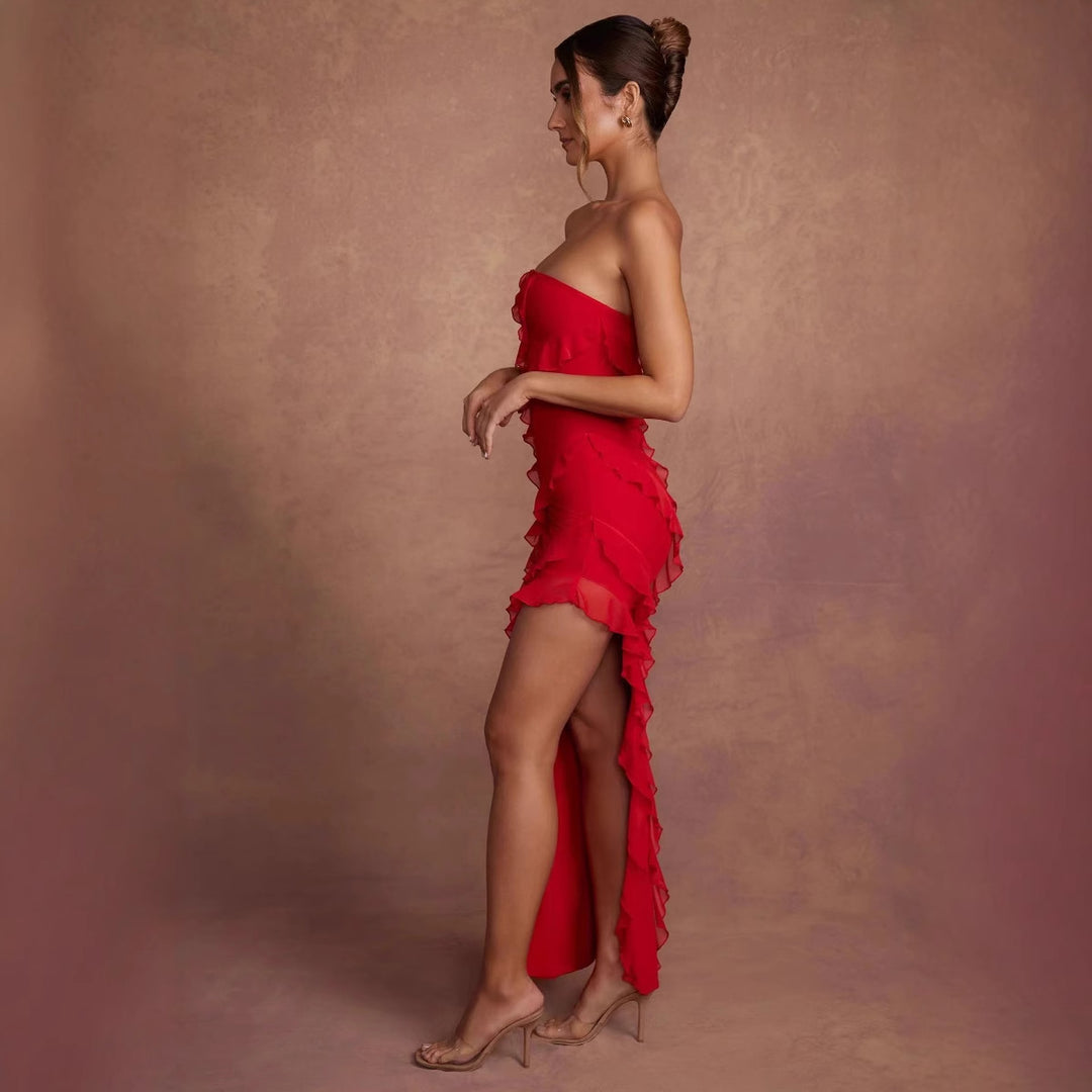 Damen Off-Shoulder Minikleid mit asymmetrischem Rüschensaum Echo Archiv