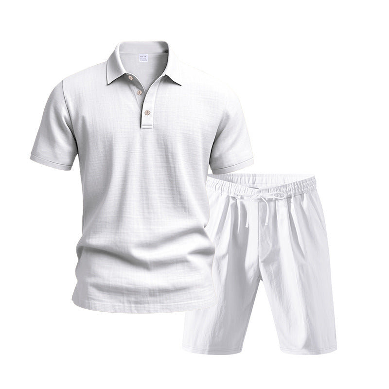 Herren entspannendes Kurzarm-Polo-Shirt mit Jogginghosen Echoarchiv
