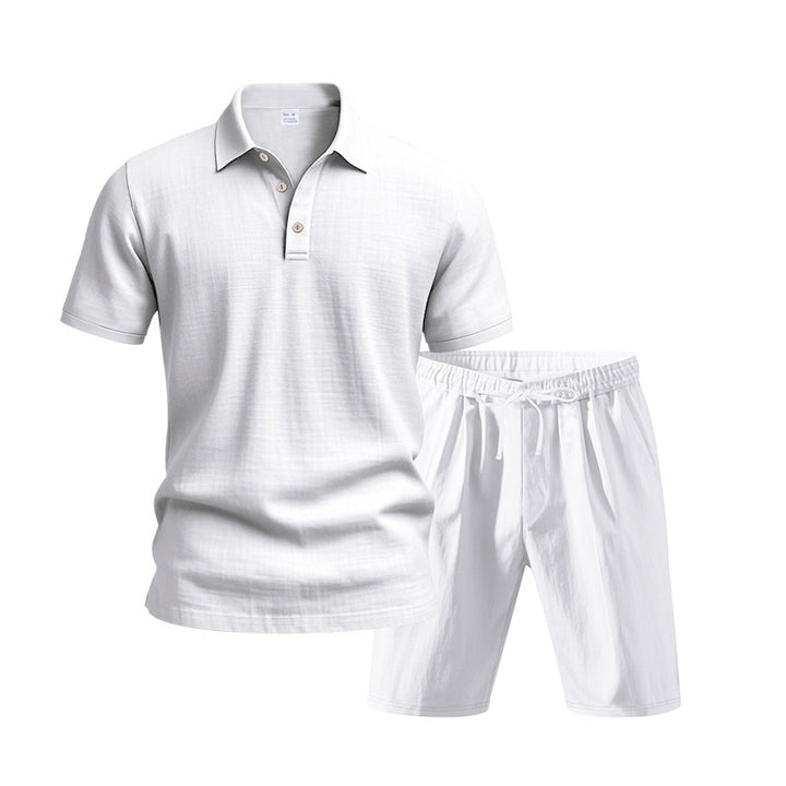 Herren entspannendes Kurzarm-Polo-Shirt mit Jogginghosen Echoarchiv