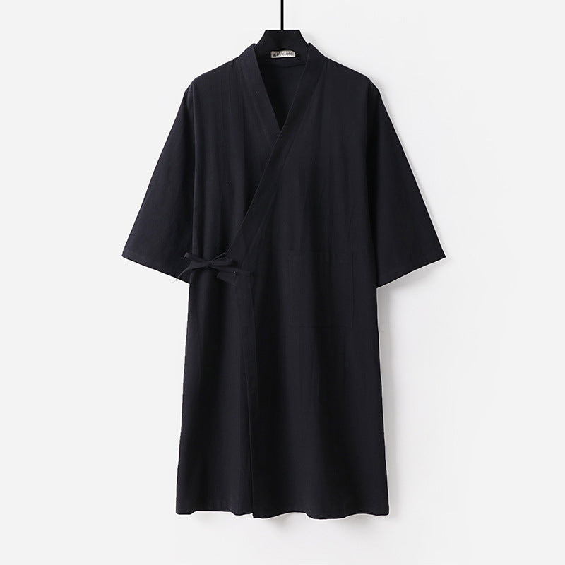 Damen Kimono-Wickelkleid mit Bindegürtel und aufgesetzten Taschen Echoarchiv