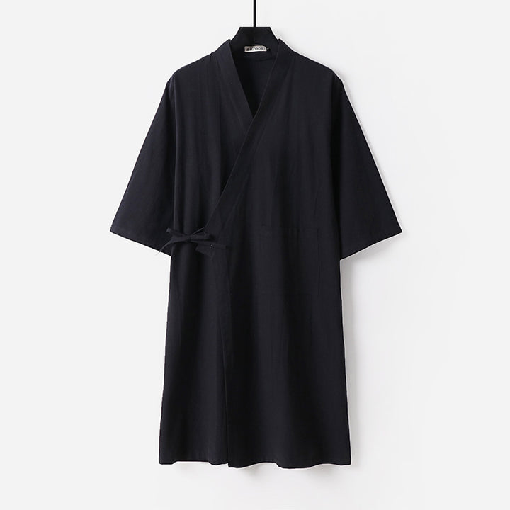 Damen Kimono-Wickelkleid mit Bindegürtel und aufgesetzten Taschen Echoarchiv