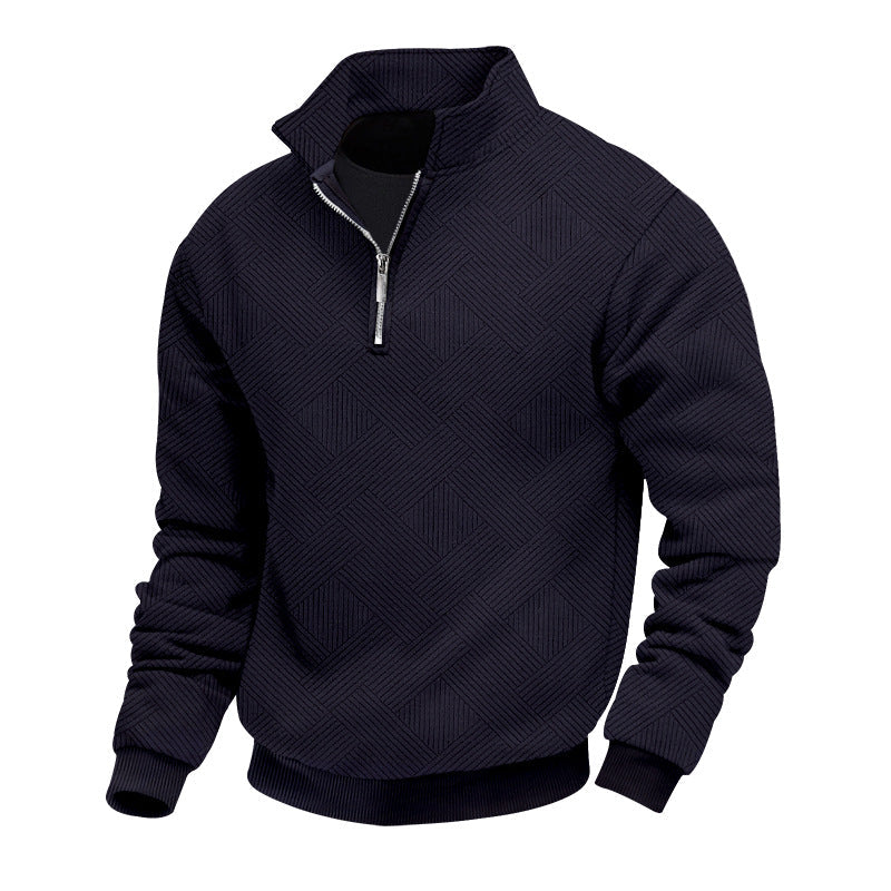 Herren hochwertiger Strickpullover mit Stehkragen und modischem Reißverschluss Echoarchiv