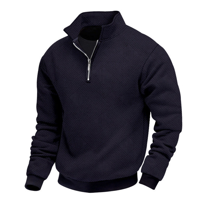 Herren hochwertiger Strickpullover mit Stehkragen und modischem Reißverschluss Echoarchiv