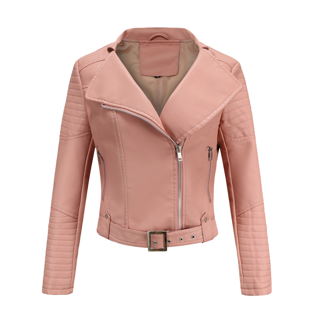 Damen nan kurz geschnittene Motorradjacke in Biker-Optik mit asymmetrischem Reißverschluss und gesteppter Ärmelpartie Echo Archiv