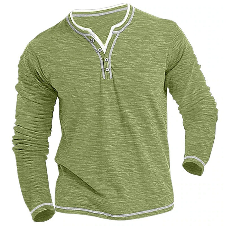 Herren Langarm Henley-Shirt mit Kontrastnähten Echoarchiv