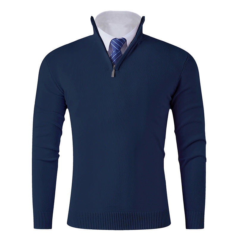 Herren eleganter Stehkragenpullover mit Reißverschluss Echoarchiv