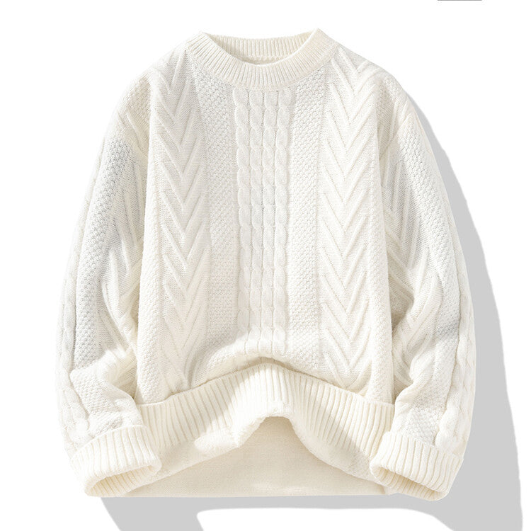 Herren Grobstrickpullover mit Zopfmuster und lässigem Schnitt Echoarchiv