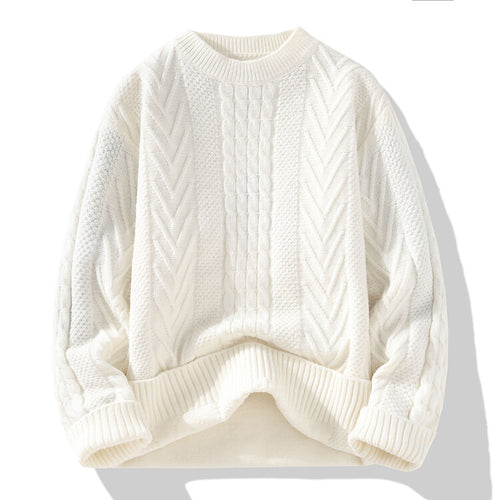Herren Grobstrickpullover mit Zopfmuster und lässigem Schnitt Echoarchiv