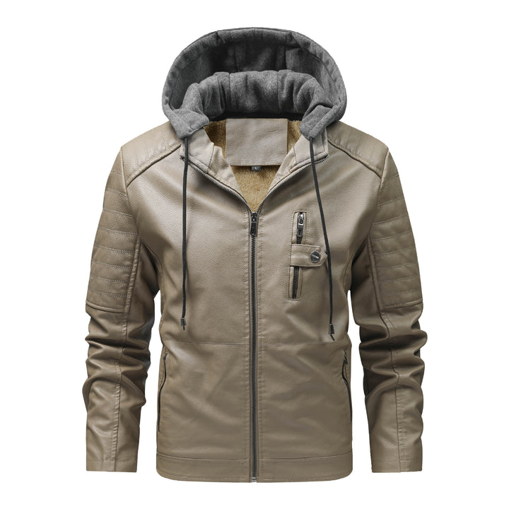 Herren Lederjacke mit abnehmbarer Kapuze Echo Archiv