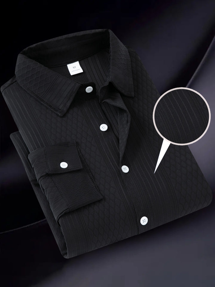 Herren modernes Langarmhemd mit strukturiertem Design Echoarchiv