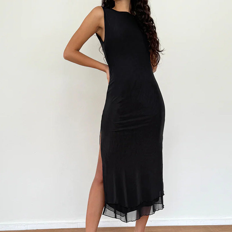 Damen zeitloses Maxikleid mit transparentem Saum Echo Archiv