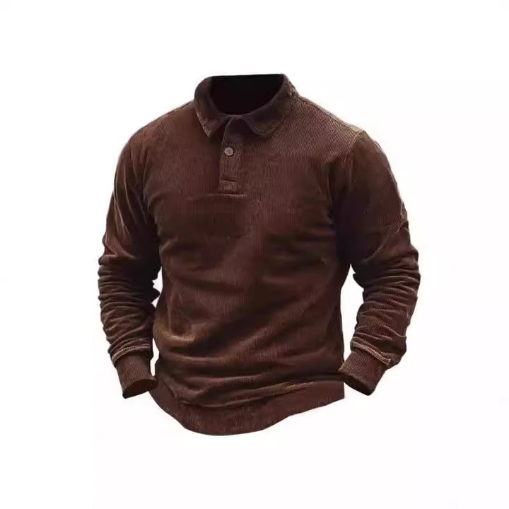 Herren Cord-Polohemd mit Knopfleiste und klassischem Kragen Echoarchiv