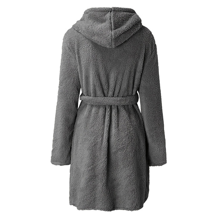 Damen Kuscheliger Fleece-Bademantel mit Kapuze und praktischen Taschen Echoarchiv