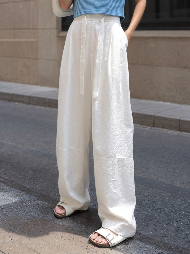 Damen Lässige und bequeme weite Hose mit seitlichem Bindegürtel Echo Archiv